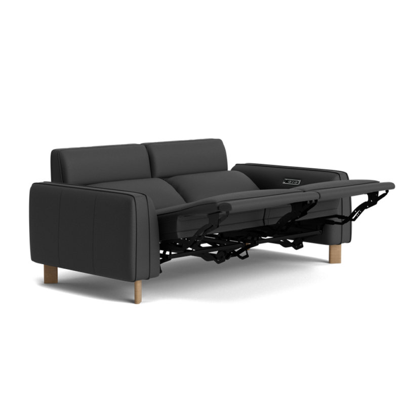 Canapé inclinable en cuir Lesley, Noir