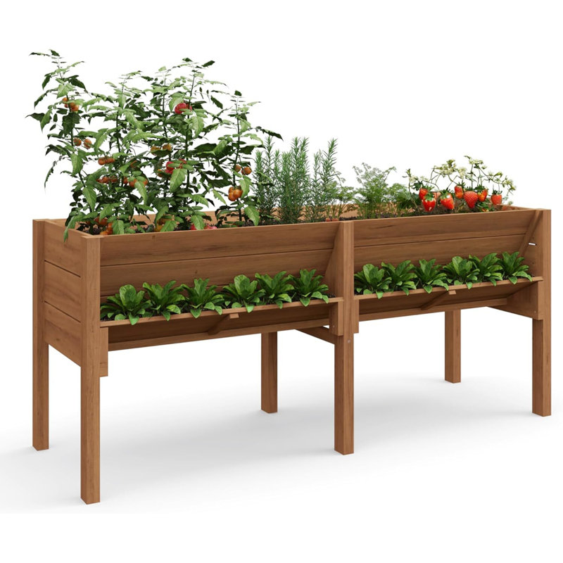 Lit de jardin surélevé 72 x 24 x 31 po avec pieds, Brun gland de chêne