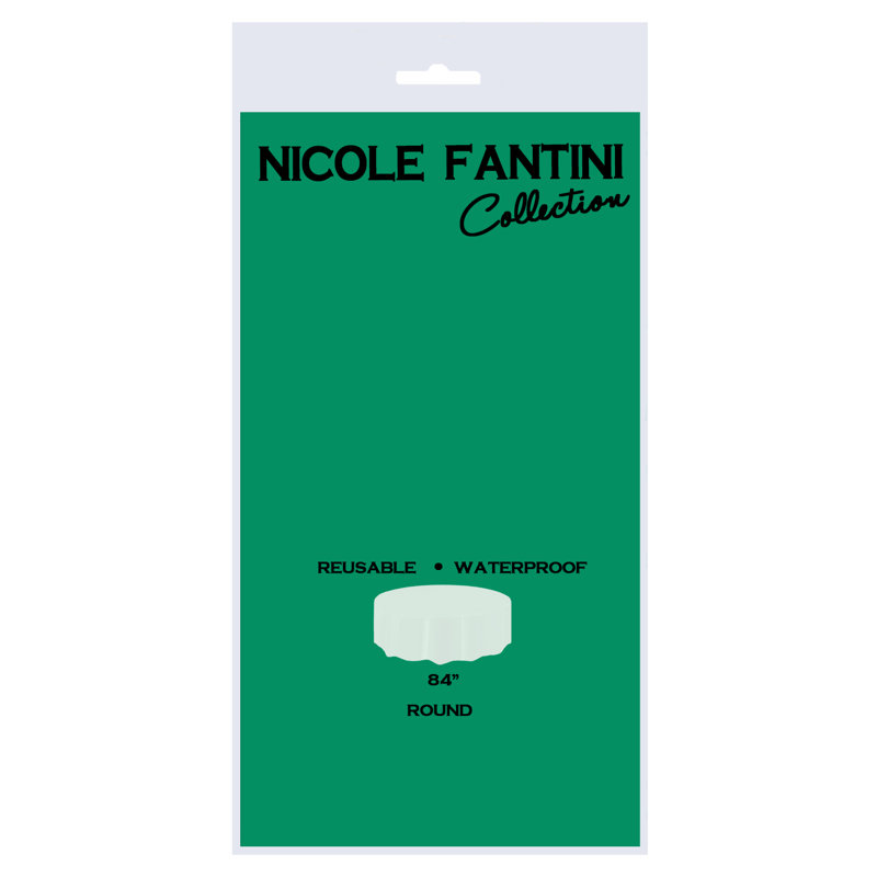 Nicole Fantini Plastic Disposable Round Tablecloth 84", Green, 8
