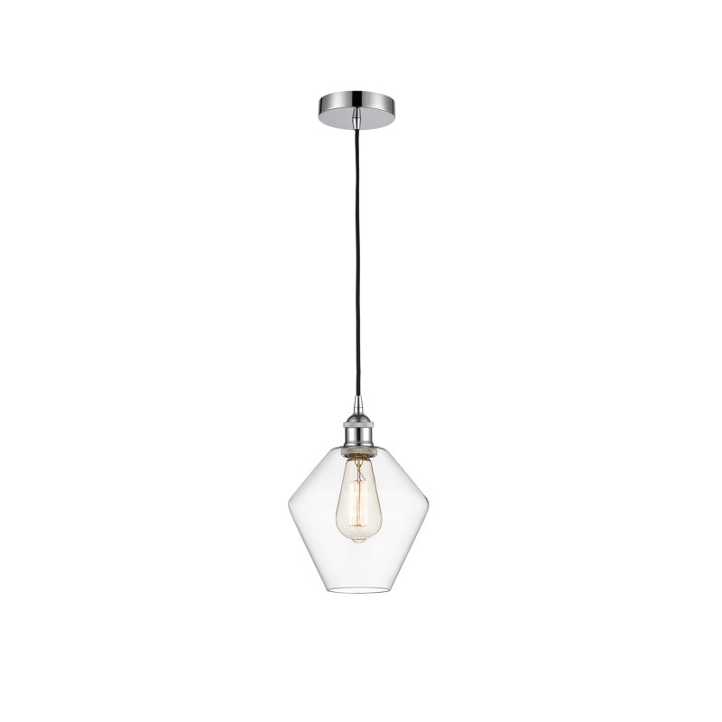 Luminaire suspendu conique à 1 lumière Gabbie, Transparent, Chrome poli