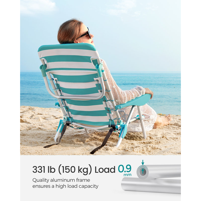Chaise de plage pliante pour camping, Vert/blanc