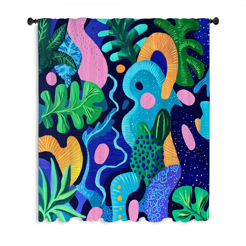 Abstract Window Curtains, Art Blackout Curtains - 1 Panel, 50" W x 84" L