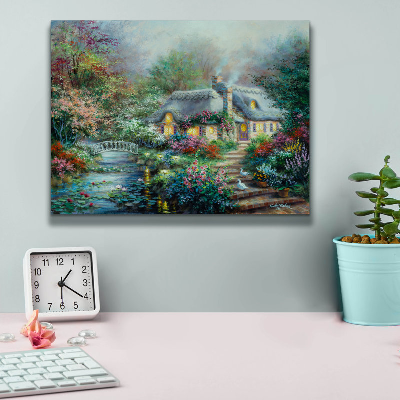  «Little River Cottage» par Nicky Boehme, art mural sur toile, 16 po x 12 po, H 12 po x l 16 po