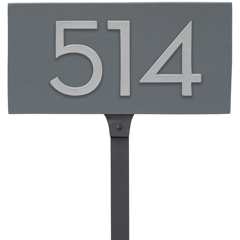 Floating 1-Line Lawn Address Sign, Gray, Silver