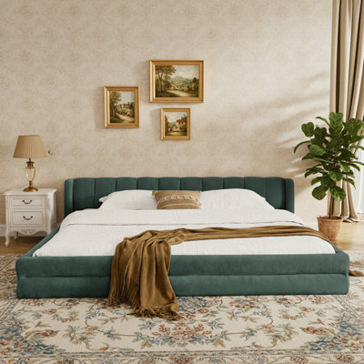 King Size Upholstered Bed Frame with Thick Fabric by Latitude Run