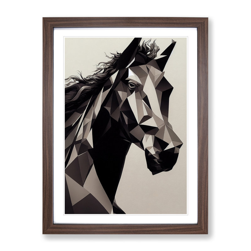 Abstract Horse No.6 - Framed Print, 64cm H x 46cm W x 2cm D, Walnut