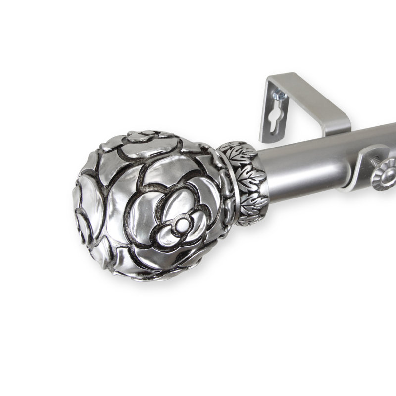 Tringle à rideau simple rose Mila, Nickel satiné