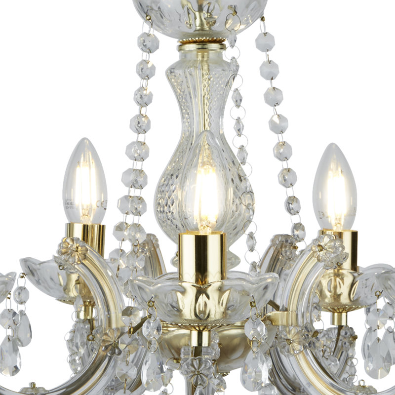 Kelly 5 - Light Candle Style Chandelier, Brass