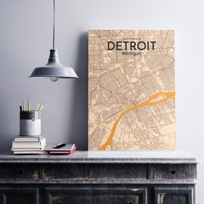 « detroit »-impression d’art graphique sans cadre sur papier