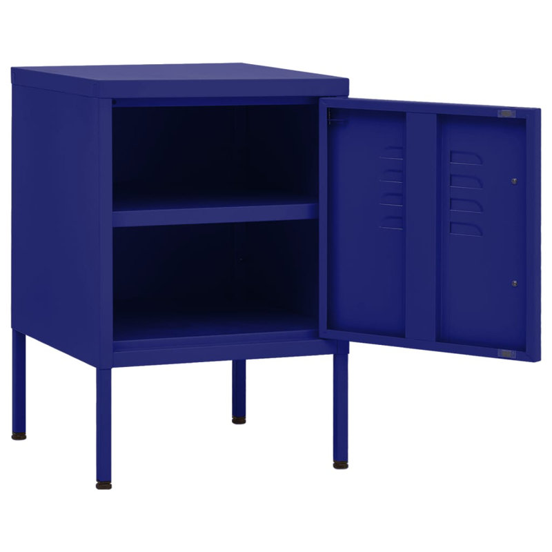 Izzabel 35cm W Steel Bedside Table, Navy Blue, Individual