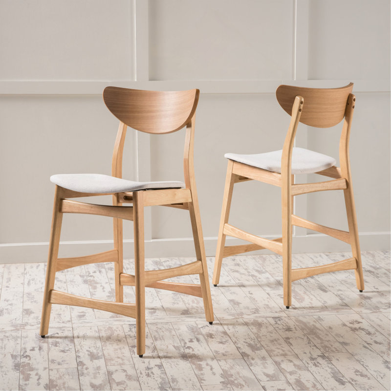 Chaise à hauteur de comptoir, Naturel, Blanc