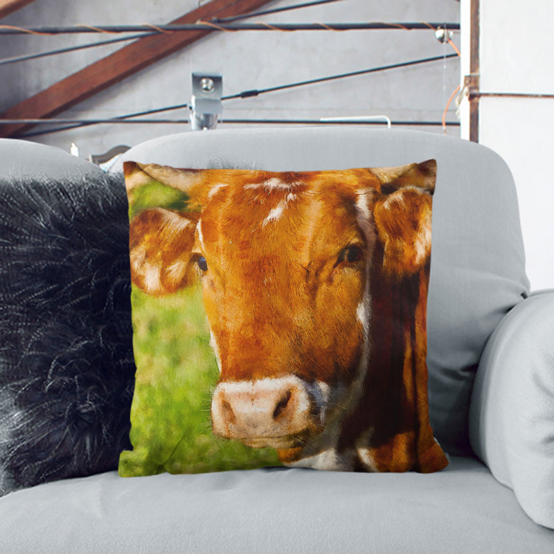 Portrait Of A Cow Vol.2 Painting Square Throw Cushion, 40cm H x 40cm W x 15cm D