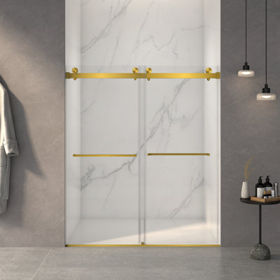 56-60"W X 70"H Frameless Double Sliding Shower Door,5/16" (8Mm) Thick SGCC Tempered Clear Glass