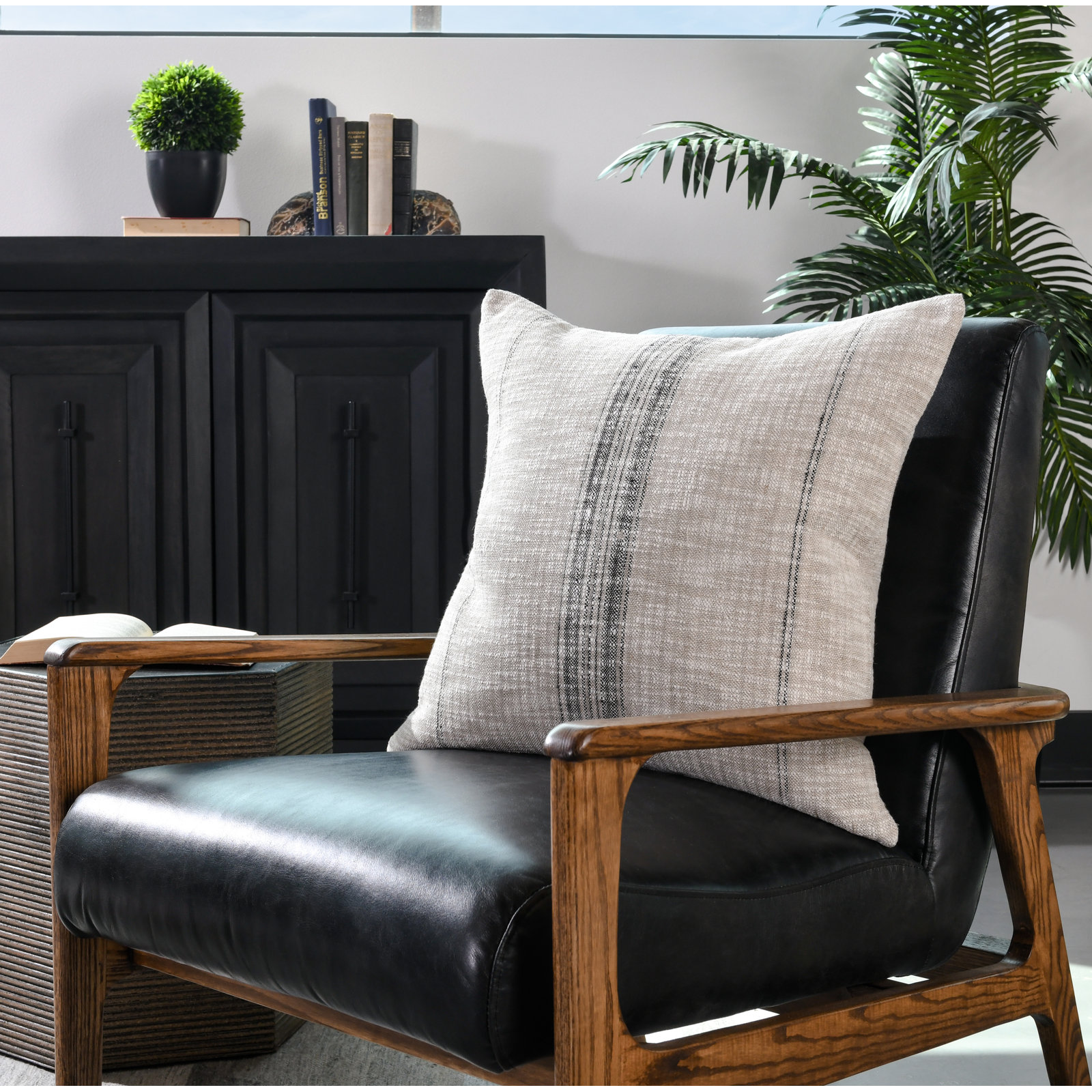 Silverton Throw Pillow, Natural/Black, 16" x 36", Rectangular
