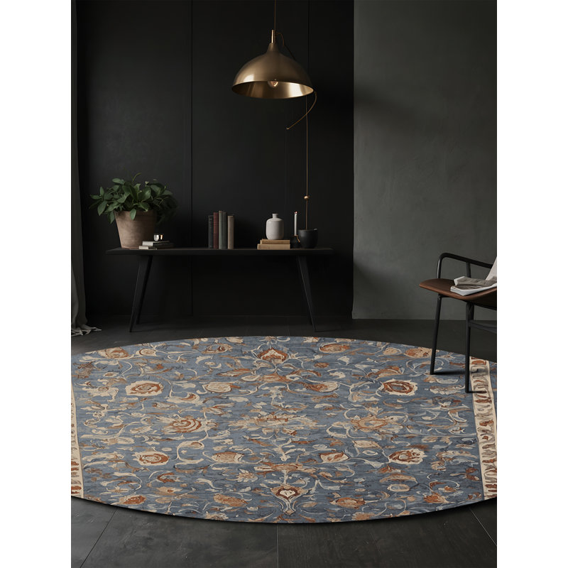 Machine Washable Gray Area Rug, Round 7'