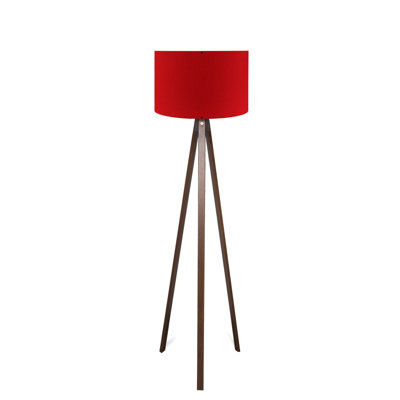 Lampe sur pied moderne, rouge, hauteur 55,1 pouces | Fabrication 100% MDF, capuchon en PVC, diamètre de 15,0 pouces, hauteur de 7,9 pouces | Douille E27, 40 W maximum | Conception élégante et originale pour la maison et le bureau, solution d'éclairage parfaite