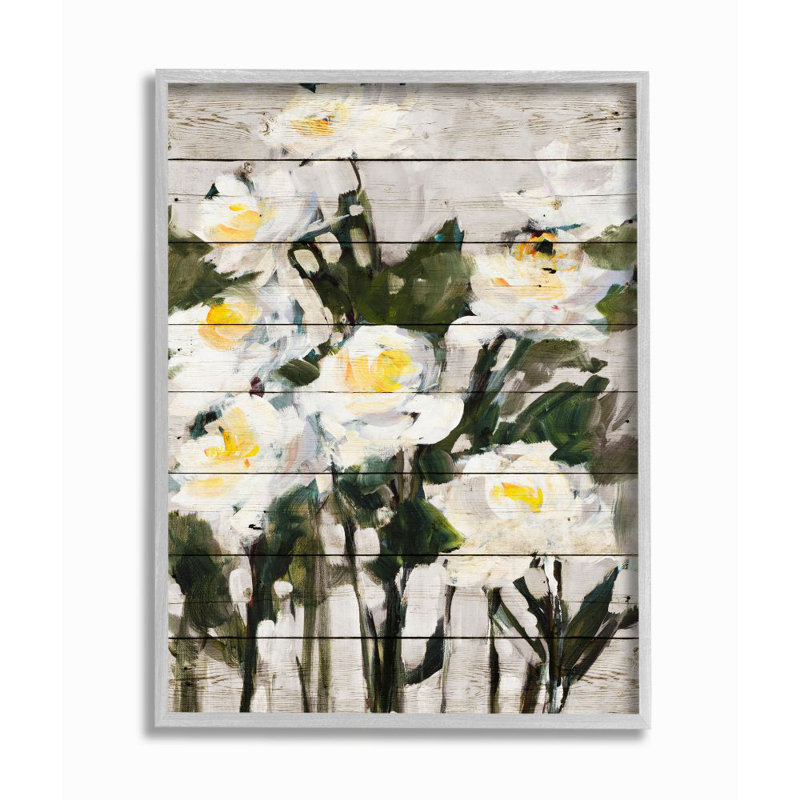 «Abstract Wood Panel Flower Paint», impression sur toile, H 20 po x l 16 po x P 1,5 po, Estampe numérique Farmhouse