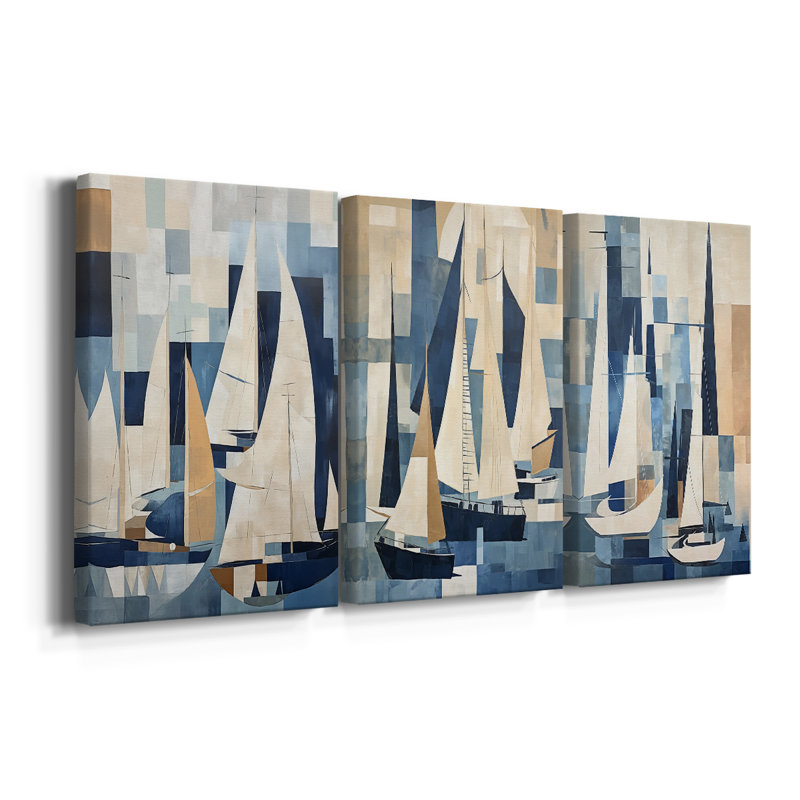 NAUTICAL Series CCGL XXXV - Toile tendue avec châssis sur mesure - 3 pièces, H 27 po x l 54 po