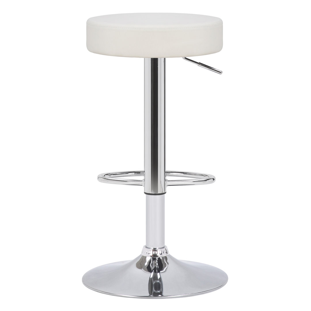 Swivel Upholstered and Faux Leather Adjustable Height Bar Stool with Steel Frame