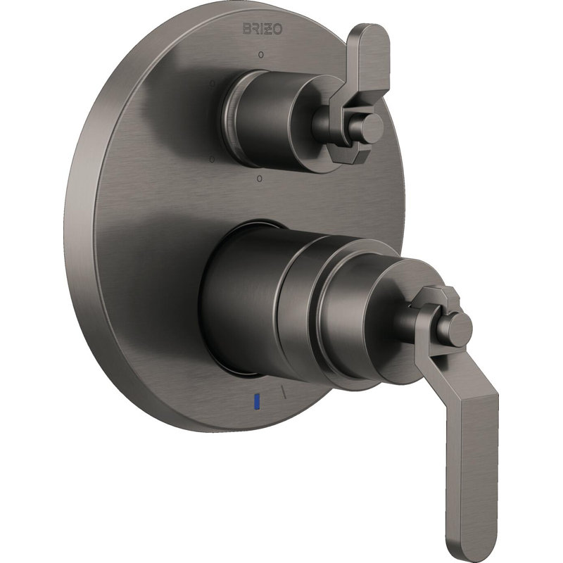 Litze® Rook Shower Integrated Valve with Handles, Industrial Lever, Luxe Steel