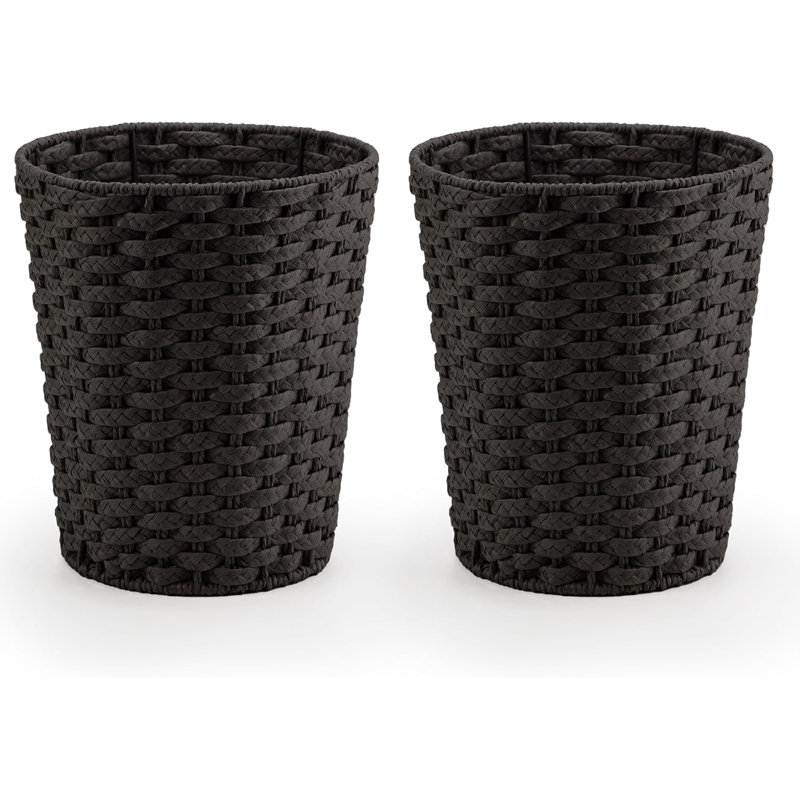 Wicker Kitchen Trash Can, Black