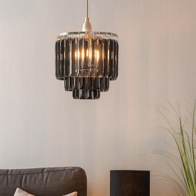 24.5cm H Acrylic Round Pendant Shade ( Screw On ) in Black
