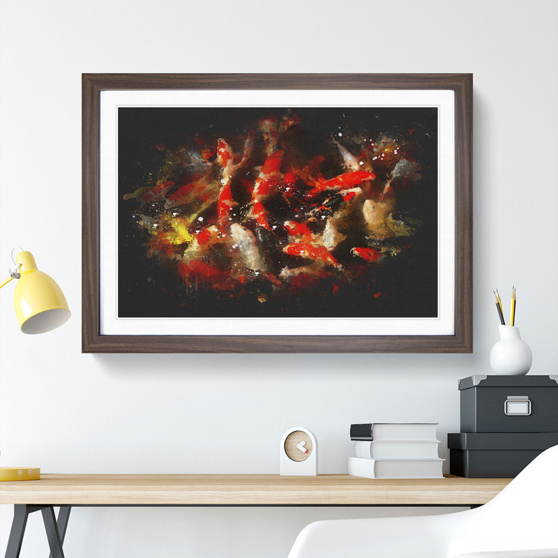 Many Fish - Picture Frame Graphic Art, 36cm H x 48cm W x 2cm D, Walnut Framed