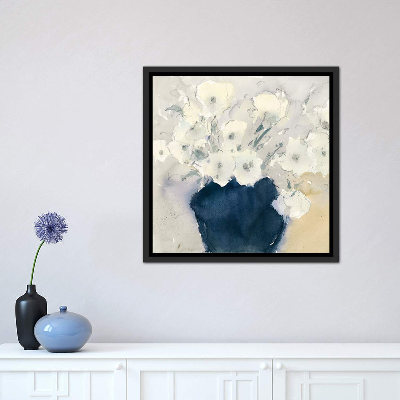 «Bouquet», reproduction d'art encadrée, Cadre noir vieilli, H 37 po x l 37 po x P 1,5 po