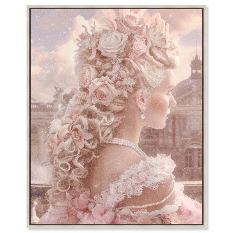 Art mural glamour féminin rococo sur toile par Art Remedy, Cadre argenté, H 21 po x l 17 po