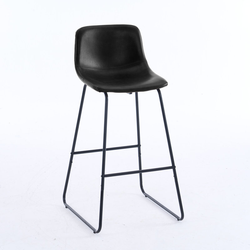 Modern Barstool With Comfortable Cushion, Black, Counter Stool (24" Seat Height)