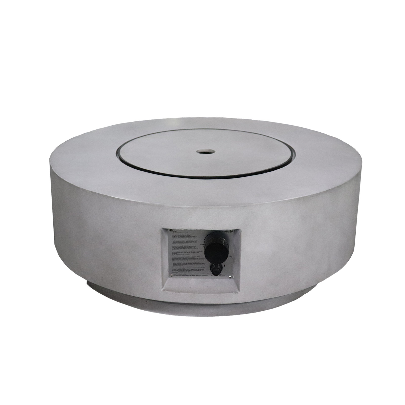Rashid Round Fire Pit Table, Natural Concrete