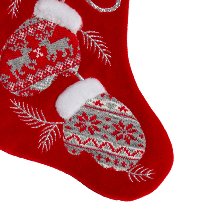Chaussette de Noël rouge et blanche 20,5 pouces