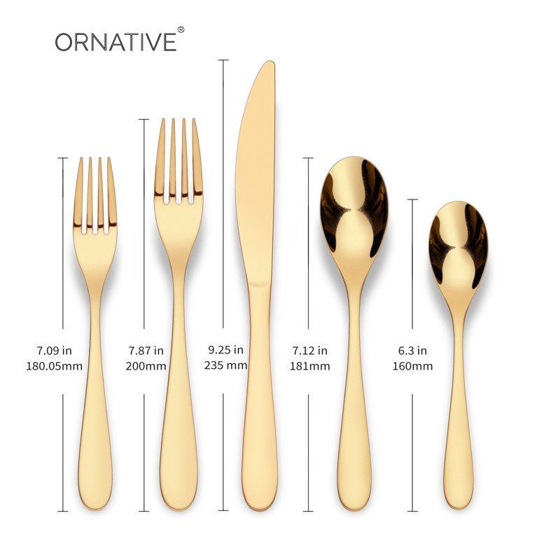 Percival 18/0 Stainless Steel 20 Pieces Flatware Set, Matte Gold