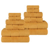 Hisela Zero Twist Cotton Solid Waffle Honeycomb Plush Soft Absorbent Medium Weight Assorted Towel Set