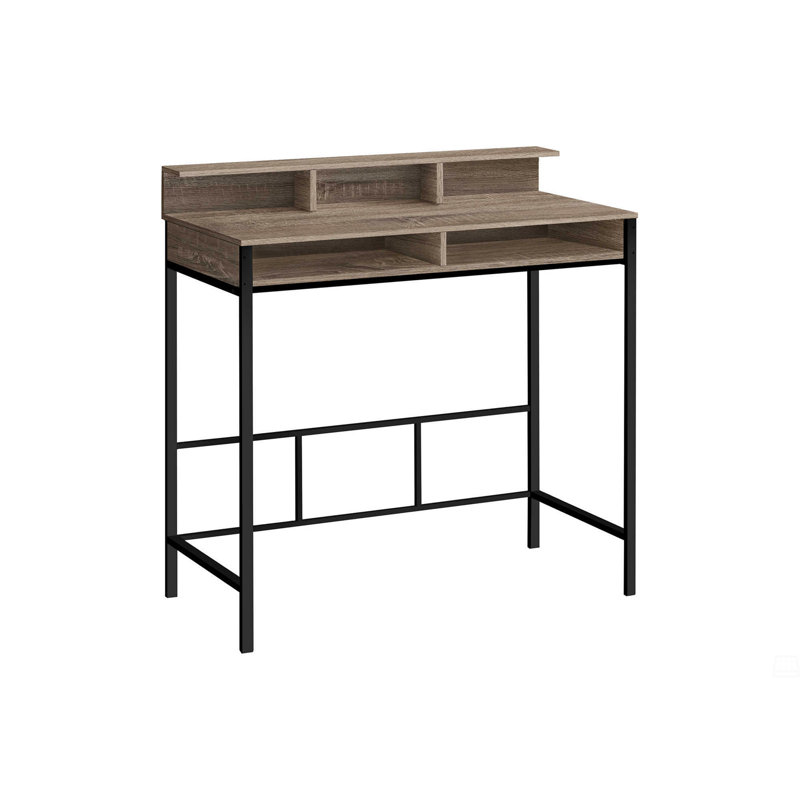 Computer Desk, Home Office, Standing, Storage Shelves, Brown