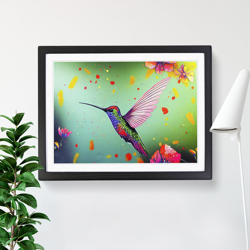 Colourful Hummingbird Vol.1 - Print, 25cm H x 34cm W x 2cm D, Black Framed