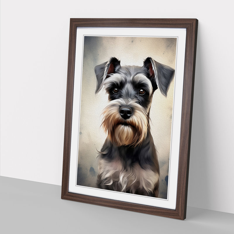 Schnauzer Digital Art - Framed Print, 34cm H x 25cm W x 2cm D, Walnut