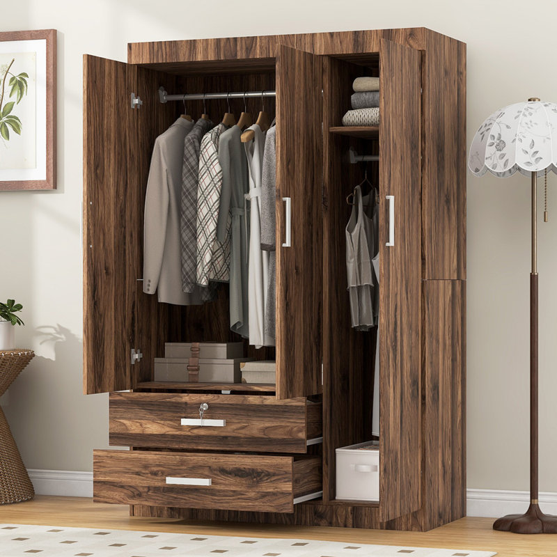 Armoire en bois manufacturé de 68 po de hauteur avec tringle