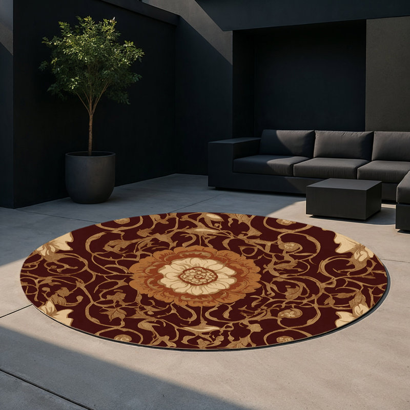 Tapis intérieur et extérieur Opulent Scroll, Rond 5 pi