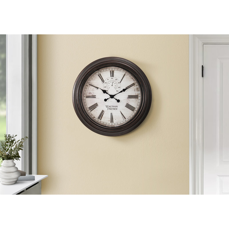 Clocks, 20" Round, Wall Clock, Brown, Transitional