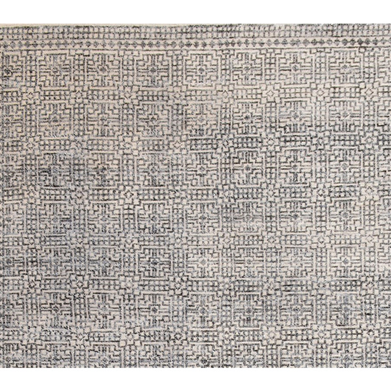 Tapis naturel et gris noué à la main de haute qualité, Rectangle 6 pi x 9 pi