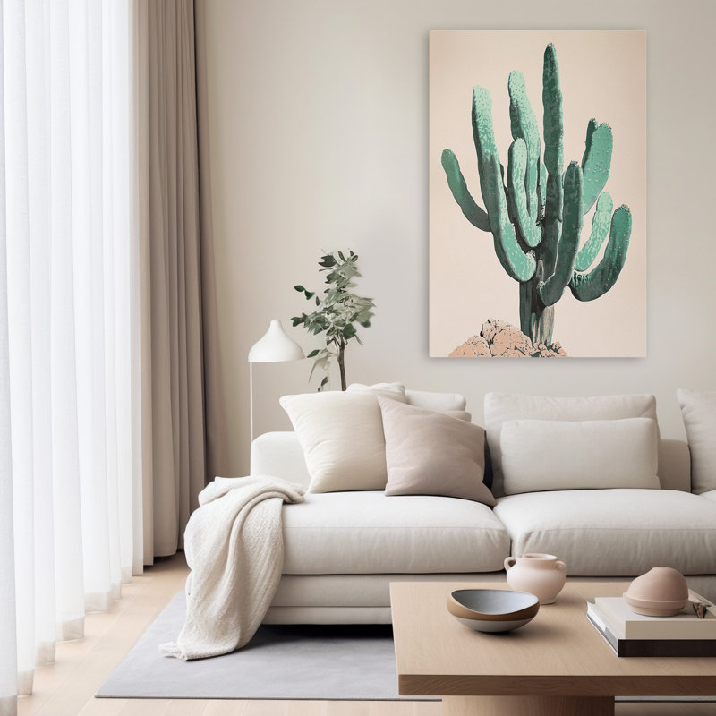 Branching Out - Cactus contemporain, plante verte, art, H 60 po x l 40 po