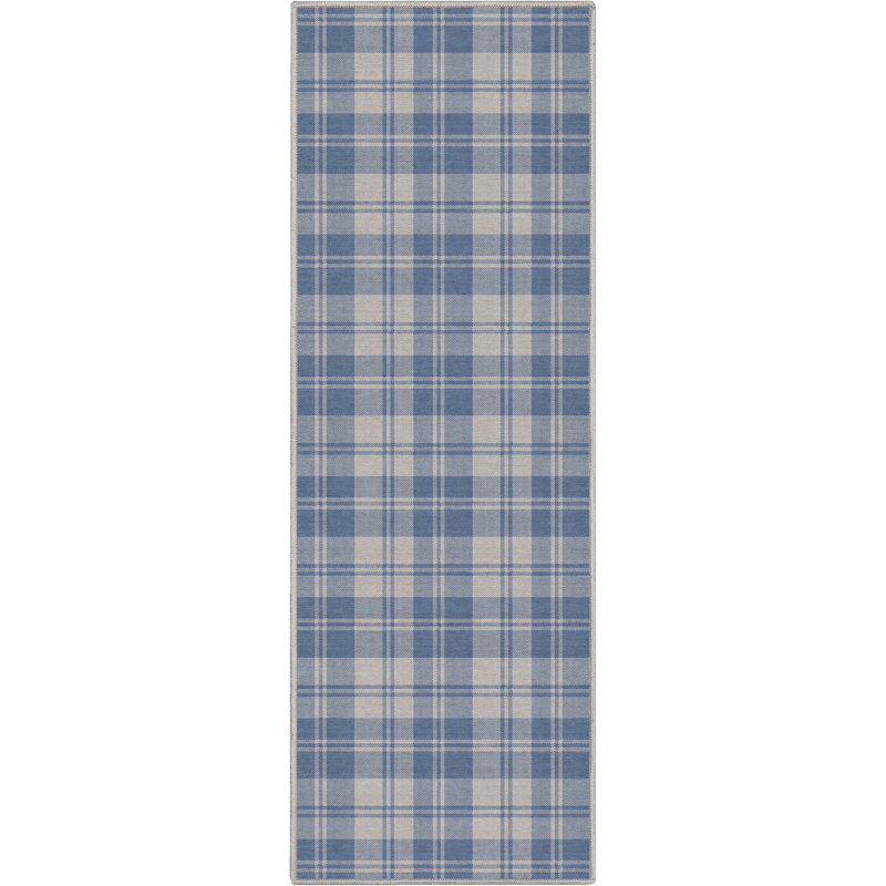 Tapis bleu à tissage plat Kehr, Tapis de couloir 2 pi x 5 pi