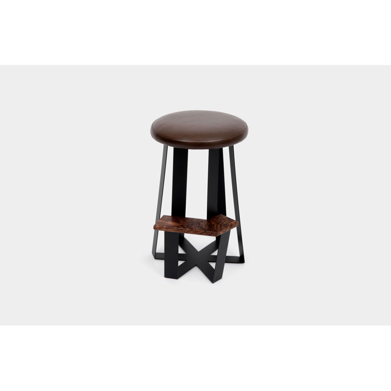 Stool with Metal Frame, Tobacco