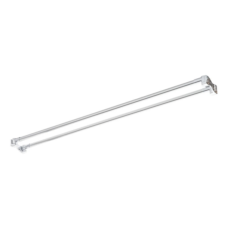 60" Chrome Double Bar Wall Mounted Shower Curtain Rod