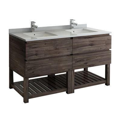 Fresca Formosa 60"" Free-Standing Open Bottom Double Sink Bathroom Vanity Set -  FCB31-3030ACA-FS-CWH-U