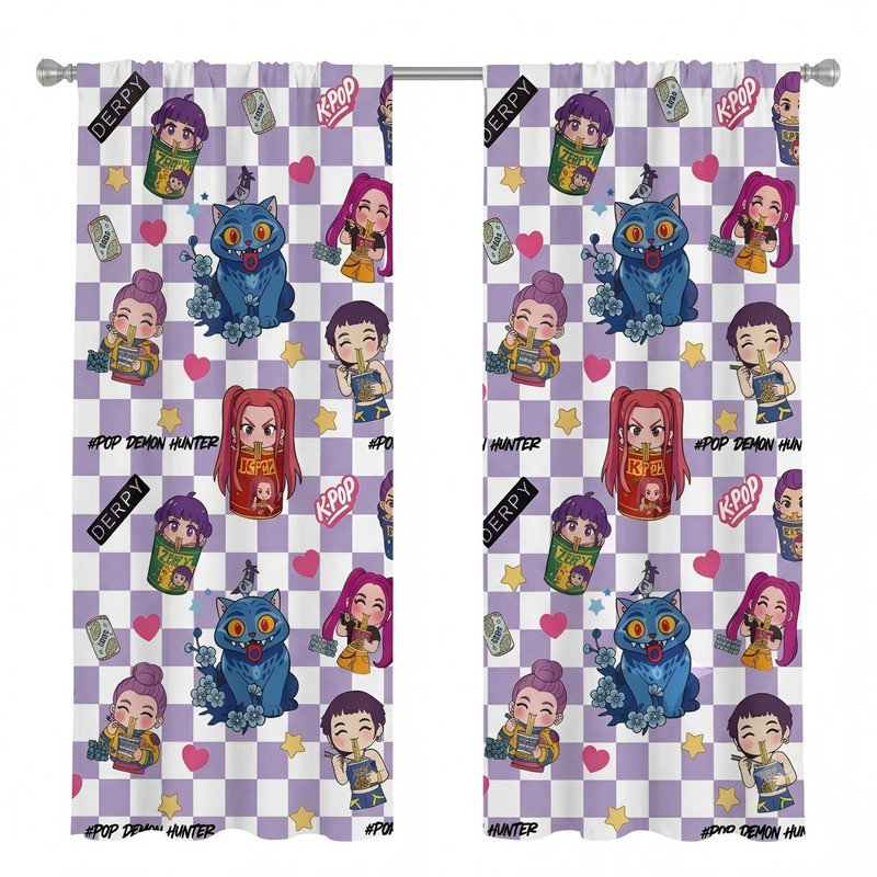 82 x 63 pouces Kpop Demon Hunters, rideaux pour filles / garçons, ensemble de panneaux pour enfants