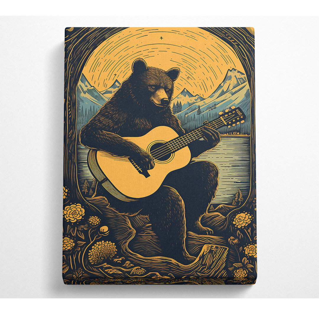 Bär spielt Gitarre Canvas Kunstdruck