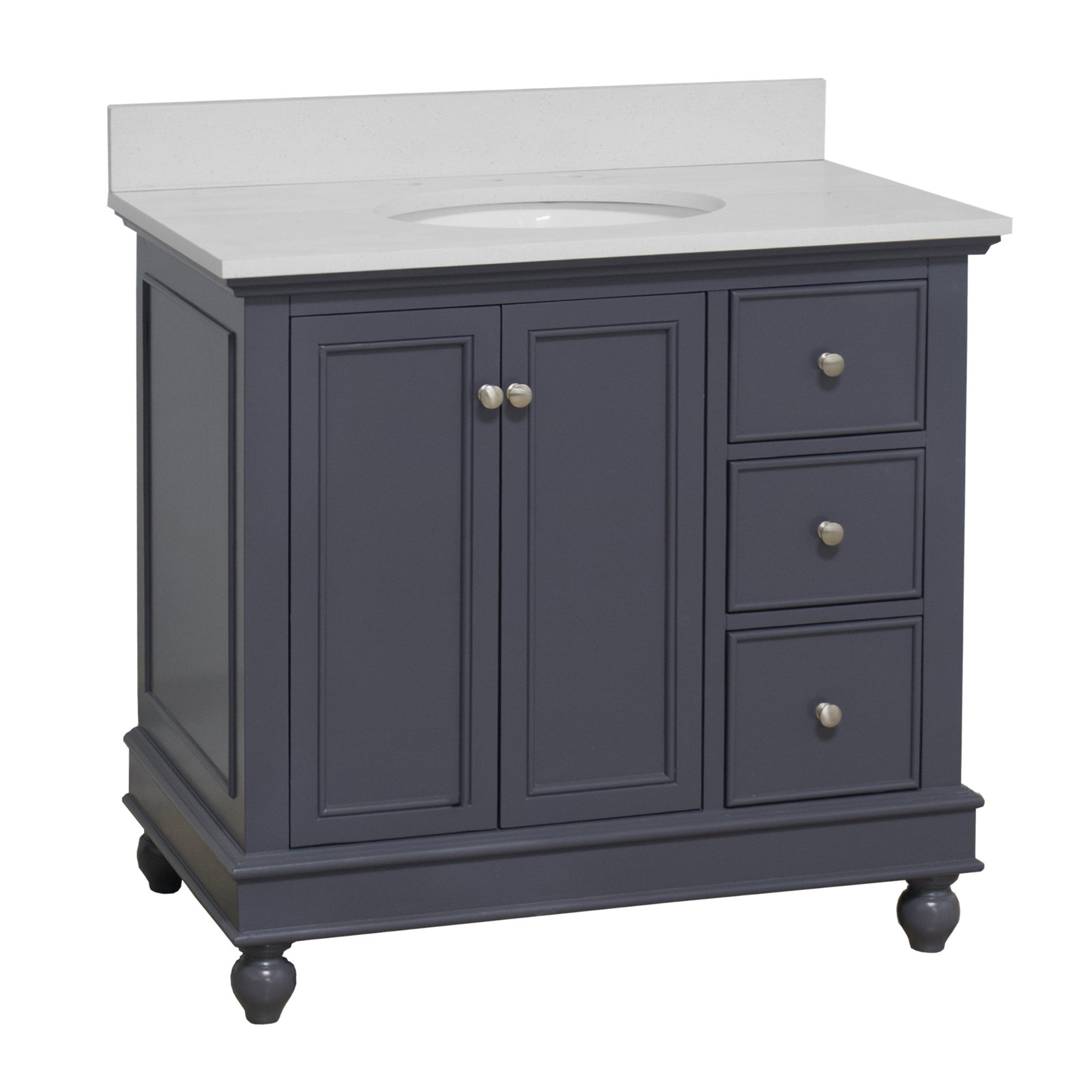 Ferdinand 36" Single Bathroom Vanity Set, Marine Gray, Quartz