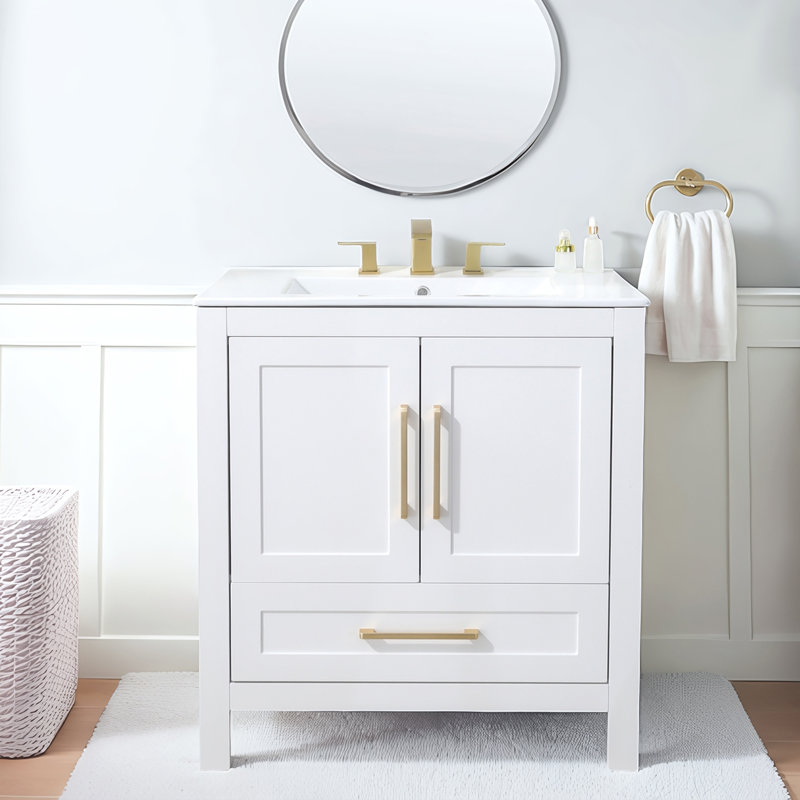 30'' White Modern Free-Standing Single Bathroom Vanity Set